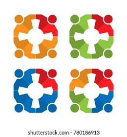 Team working together. Group of People. team work. logo vector. Flat logo design.