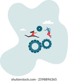 Team working together, teamwork, organization or employee collaboration for success, community or meeting agreement,character for design