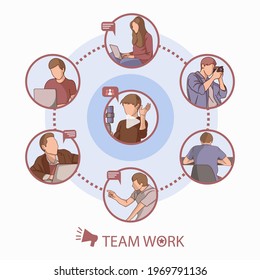 vector de trabajo de equipo
negocio, equipo, ilustración, trabajo, vector