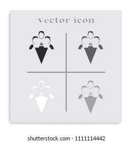 Team works to reach goal flat black and white vector icon.