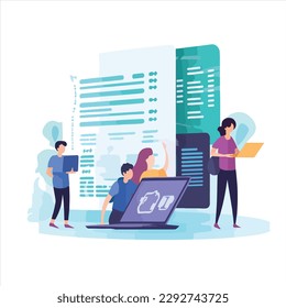 Team Writes Code Programming For App Or Website Illustration