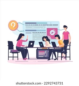 Team Writes Code Programming For App Or Website Illustration