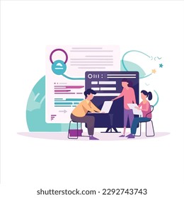 Team Writes Code Programming For App Or Website Illustration