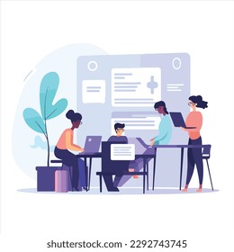 Team Writes Code Programming For App Or Website Illustration
