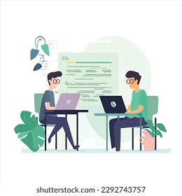 Team Writes Code Programming For App Or Website Illustration