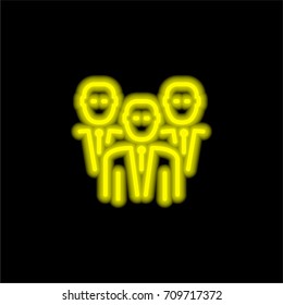 Team yellow glowing neon ui ux icon. Glowing sign logo vector