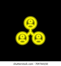 Team yellow glowing neon ui ux icon. Glowing sign logo vector