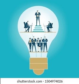 Team of young business people working together on the development program. New idea, brainstorming and finding solution concept 