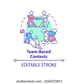 Team-based Contests Concept Icon. Boost Team Morale Exercises Abstract Idea Thin Line Illustration. Isolated Outline Drawing. Editable Stroke. Roboto-Medium, Myriad Pro-Bold Fonts Used