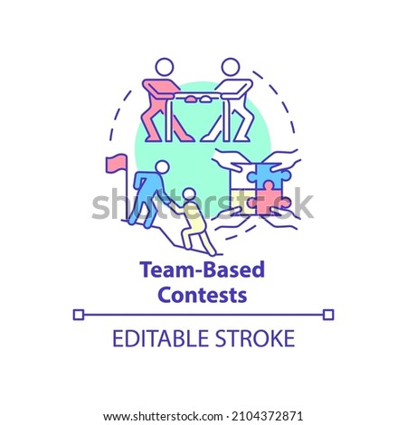 Team-based contests concept icon. Boost team morale exercises abstract idea thin line illustration. Isolated outline drawing. Editable stroke. Roboto-Medium, Myriad Pro-Bold fonts used