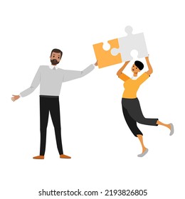 teambuiding with puzzle pieces on the white background