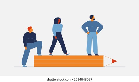 Teambuilding. Business people collaboration for creating new project. Company expansion and Employee onboarding in corporate culture. Talent acquisition and personal growth in team.Vector illustration