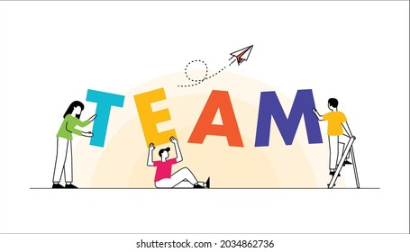 Teambuilding concept illustration, perfect for web design, banner, mobile app, landing page, vector flat design