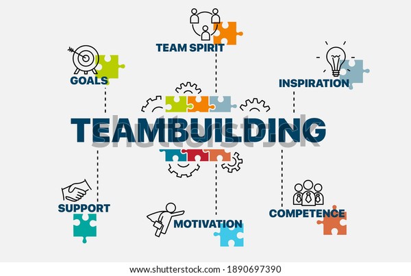 Teambuilding Concept Infographics Chart Keywords Icons Stock Vector ...