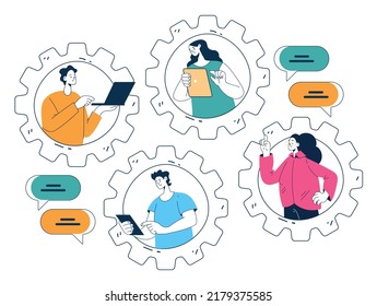 Concepto de desarrollo empresarial de la asociación de trabajo en equipo. Ilustración de diseño gráfico plano vectorial