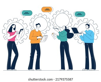 Teambuilding teamwork partnership business development concept. Vector flat graphic design illustration
