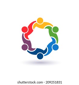 Teaming 6.Concept group of connected people , happy friends, helping each other.Vector icon