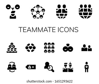 conjunto de iconos de equipo. 14 iconos de compañeros de equipo rellenos.  Iconos modernos sencillos, como: Amigos, amigo