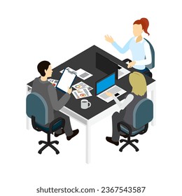 Teammates working in the office. Vector illustration