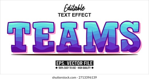 TEAMS - Bold Moderne Typografie Vektor, bearbeitbarer Text Effekt. EPS-Datei