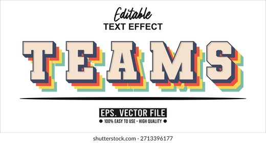 EQUIPOS - Vector de tipografía moderna en negrita, efecto de texto editable. Archivo EPS