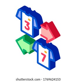 Teams T-shirt Exchange Icon Vector. Isometric Teams T-shirt Exchange sign. color isolated symbol illustration