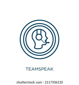 teamspeak icon. Thin linear teamspeak outline icon isolated on white background. Line vector teamspeak sign, symbol for web and mobile