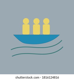 team,teamwork,canoe vector line icon, sign, illustration 