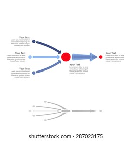 Teamwork - 3 In 1 Horizontal Colorful Converging Arrows, Vector Infographic