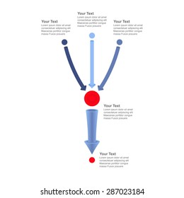 Teamwork - 3 In 1 Vertical Converging Arrows, Vector Infographic