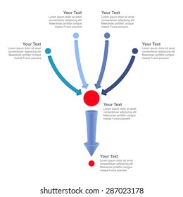 Teamwork - 4 In 1 Vertical Converging Arrows, Vector Infographic