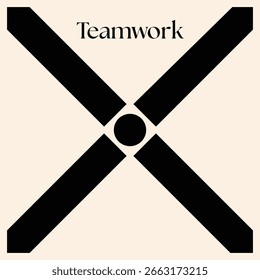Trabalho em equipe. 4 Mãos. Um objetivo. Linha de Círculo e Patch.