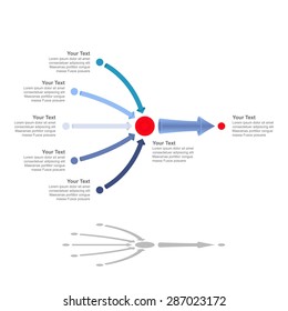 Teamwork - 5 In 1 Horizontal Converging Arrows, Vector Infographic