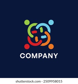 Teamwork Abstract Colorful Logo Concept (Conceito de logotipo colorido abstrato do trabalho em equipe)
