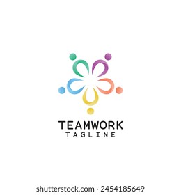 Teamwork Abstractas Logo Icon Design Symbol Plantilla Vector de estilo plano