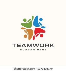 Teamwork Abstract Logo Template. Vector Illustration
