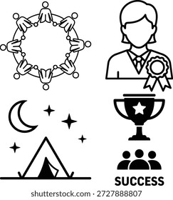 Trabajo en equipo y logro aislado en el fondo blanco, Vector
