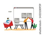 teamwork activity and interacting for idea, business, technology vector template flat design