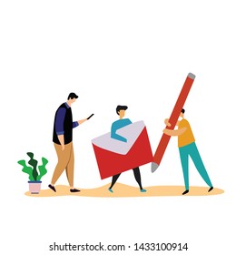 teamwork activity and interacting for idea, business, technology vector template flat design