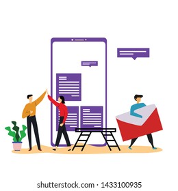 teamwork activity and interacting for idea, business, technology vector template flat design