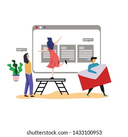 teamwork activity and interacting for idea, business, technology vector template flat design