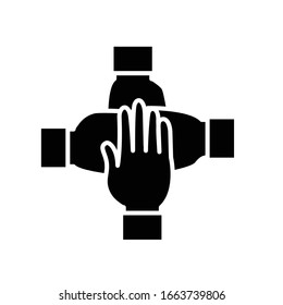 Teamwork agreement black icon, concept illustration, vector flat symbol, glyph sign.