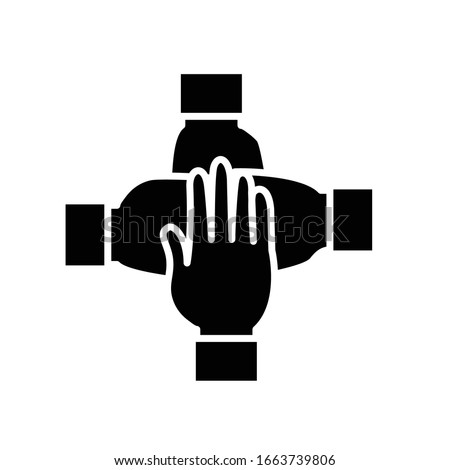 Teamwork agreement black icon, concept illustration, vector flat symbol, glyph sign.