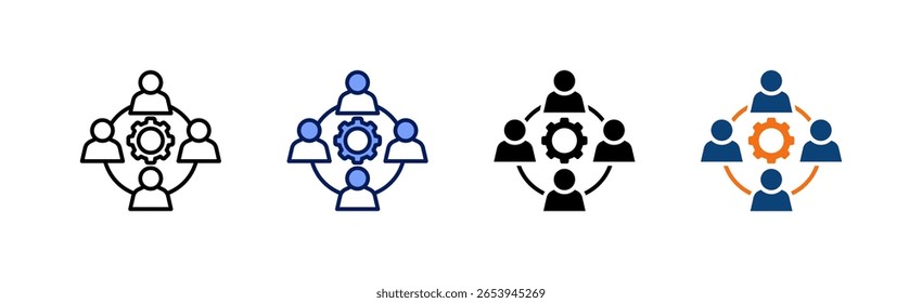 Teamwork All In One Icon Multi Styles Vector Set