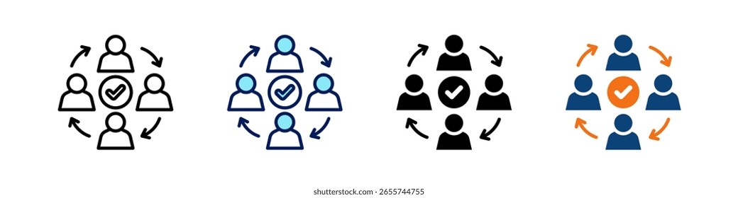 Teamwork All In One Icon Multi Styles Vektor Set