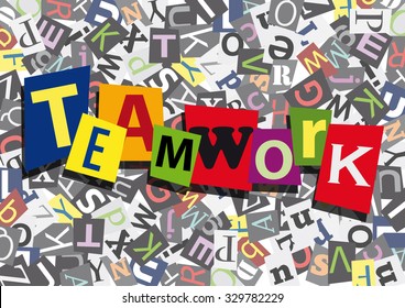 teamwork, anonymous message in flat design