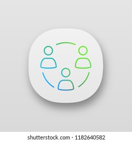 Teamwork app icon. UI/UX user interface. Partnership. Partners. Team. Colleagues interaction. Web or mobile application. Vector isolated illustration