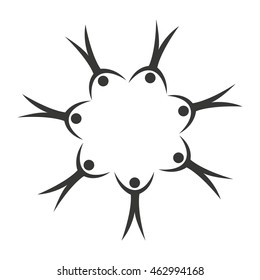teamwork around human silhouette icon vector illustration design