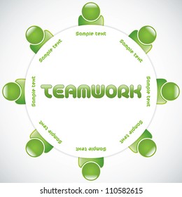 Teamwork around the table.Business vector
