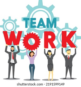 teamwork background human texts gears decoration